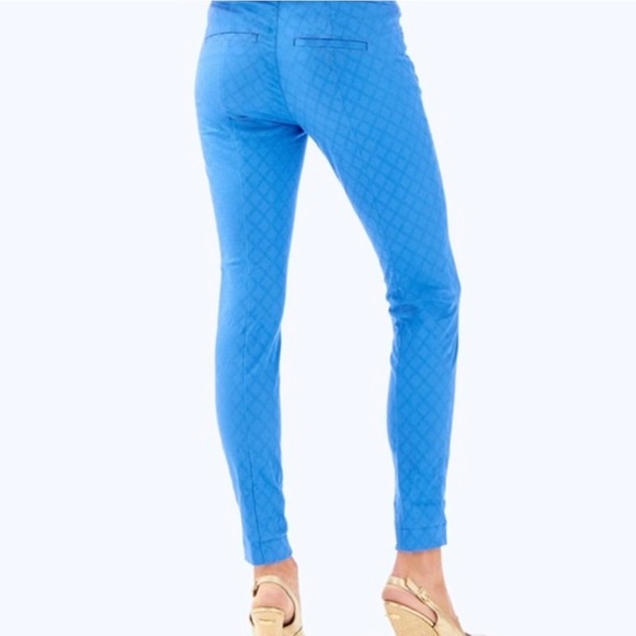Lilly Pulitzer NWT Bennet Blue Kelly Skinny Textured Ankle Pants - Picture 2 of 7